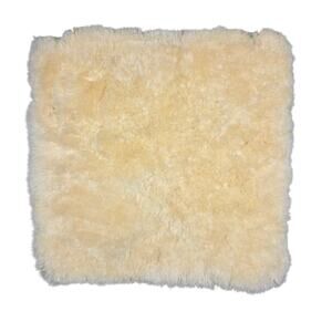 Natural Sheepskin Seat Pad 17” Rustic Farmhouse Chair Cover Real Hide Wool Rug